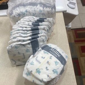 Kids Diapers - White and Blue Millie moon. 40 plus diapers.